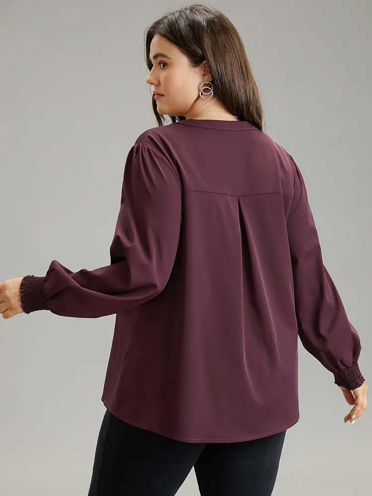 Notched Guipure Lace Button Through Shirred Blouse sold by Bloomchic product image thumbnail 2