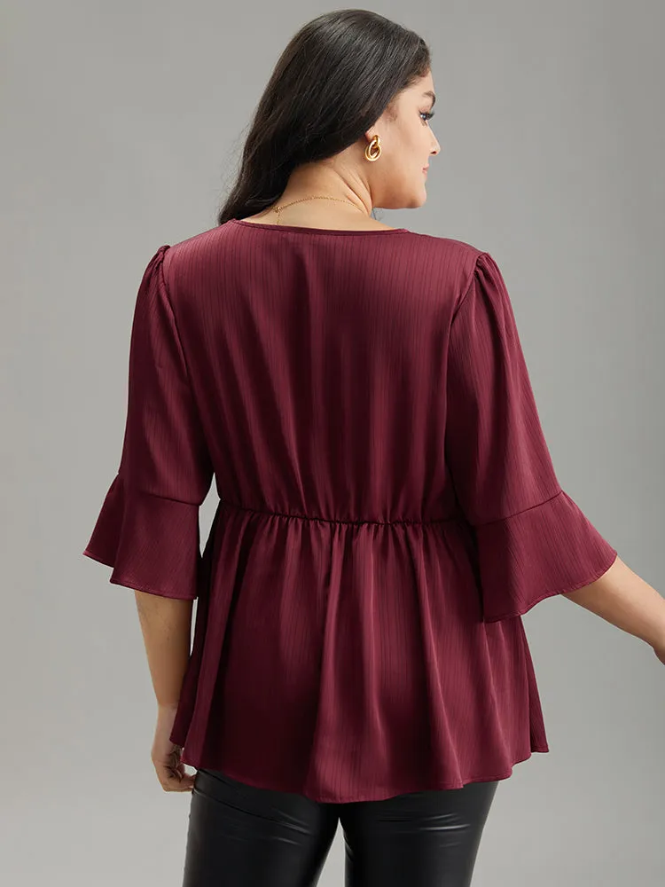 Anti-Wrinkle V Neck Gathered Ruffle Sleeve Blouse sold by Bloomchic product image thumbnail 2
