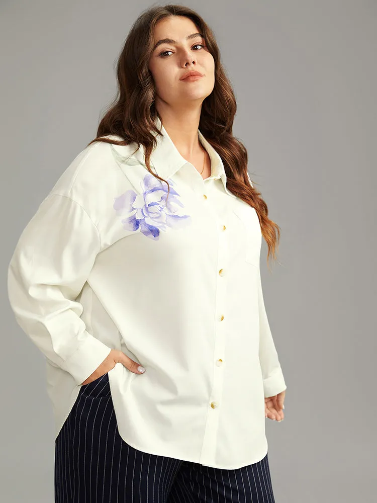 Shirt Collar Floral Print Patched Pocket Blouse sold by Bloomchic product image thumbnail 3