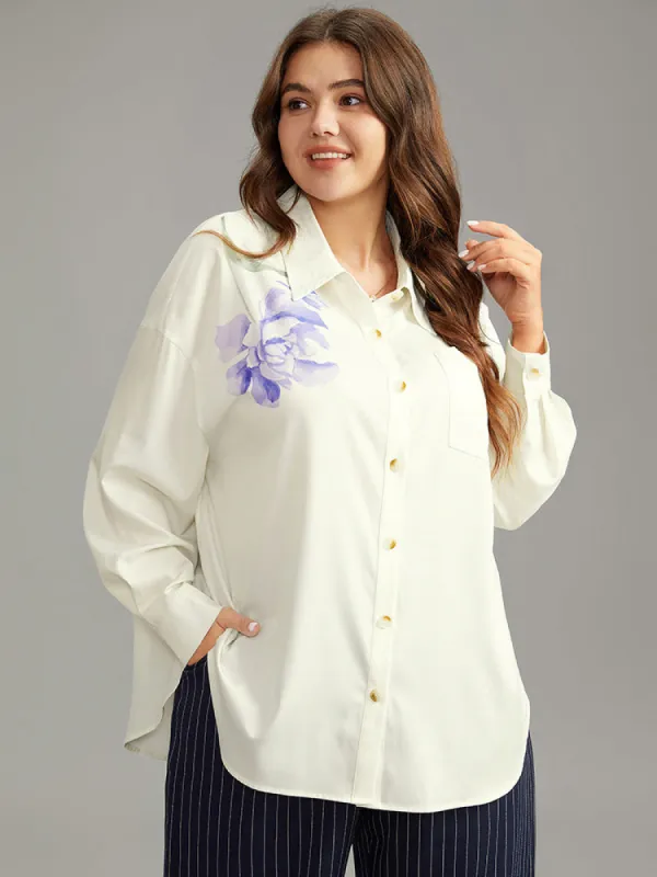 Shirt Collar Floral Print Patched Pocket Blouse sold by Bloomchic