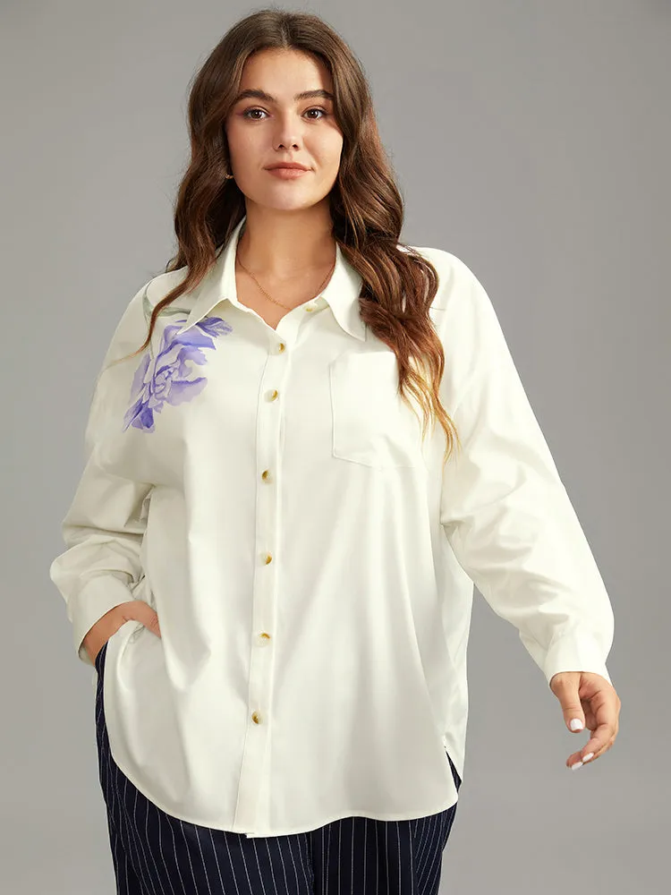 Shirt Collar Floral Print Patched Pocket Blouse sold by Bloomchic product image thumbnail 5