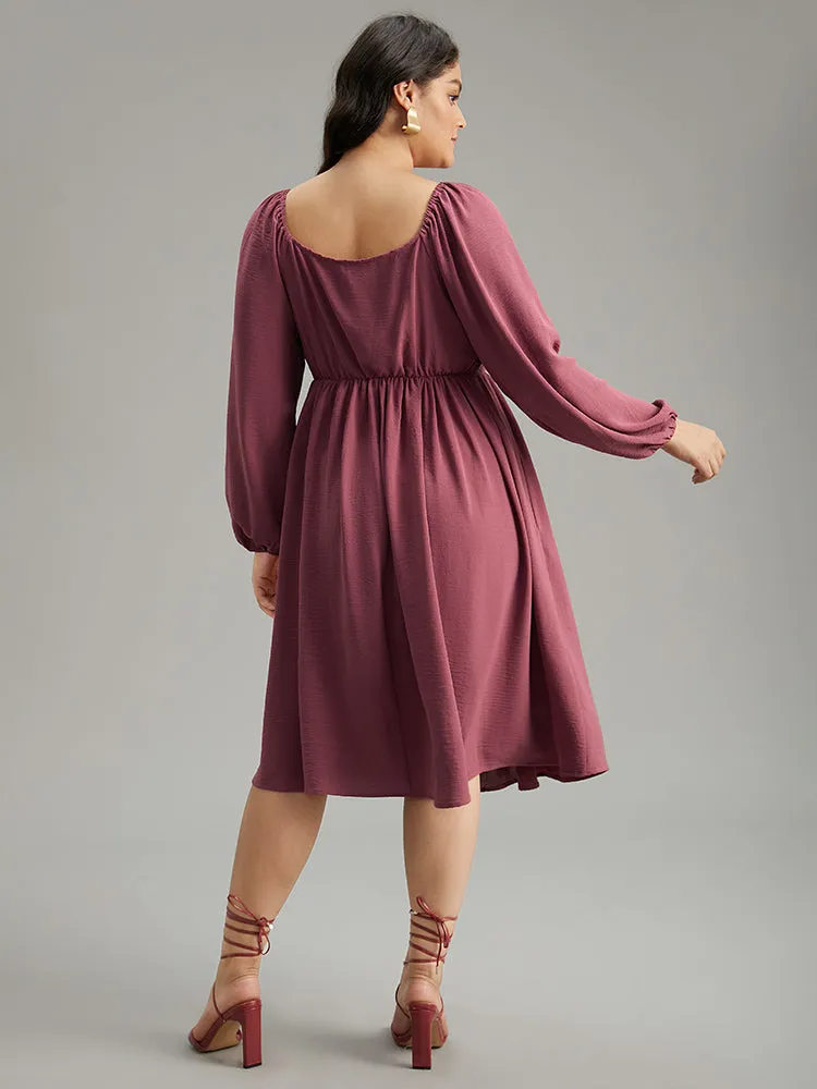 Crochet Lace Square Neck Elastic Cuffs Dress sold by Bloomchic product image thumbnail 3