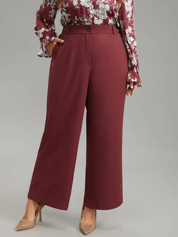 Solid Pocket Button Up Elastic Waist Pants sold by Bloomchic