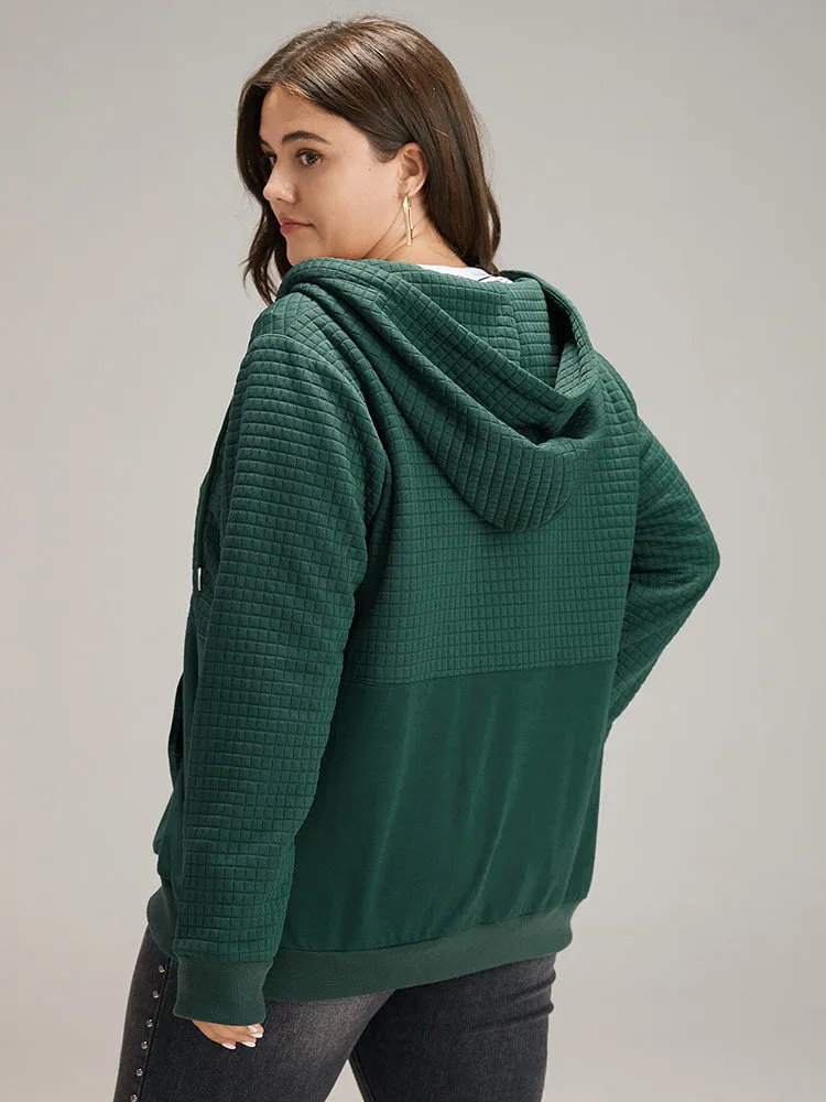 Plain Texture Pocket Zipper Hoodie sold by Bloomchic product image thumbnail 3