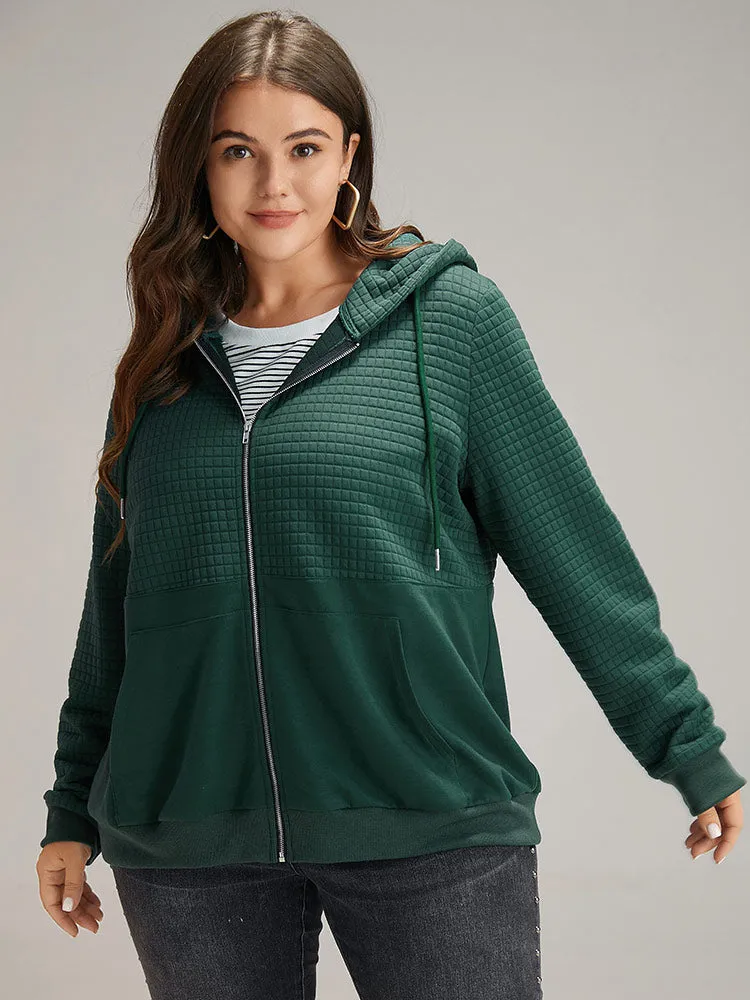 Plain Texture Pocket Zipper Hoodie sold by Bloomchic product image thumbnail 2