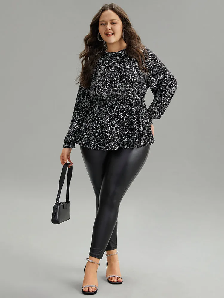 Polka Dot Chiffon Frill Trim Cut Out Elastic Waist Blouse sold by Bloomchic product image thumbnail 4