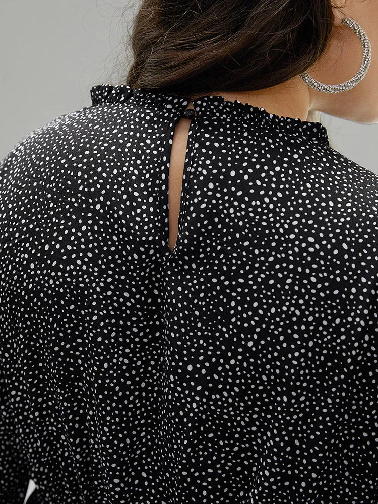 Polka Dot Chiffon Frill Trim Cut Out Elastic Waist Blouse sold by Bloomchic product image thumbnail 5