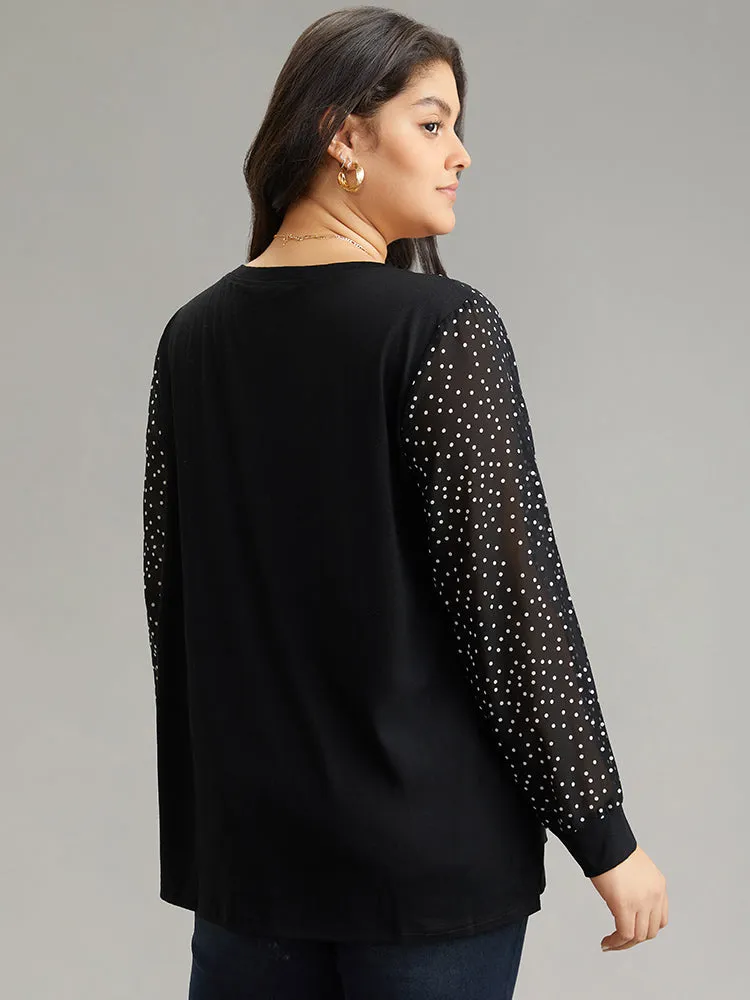 Floral Print Mesh Patchwork Crew Neck T-shirt sold by Bloomchic product image thumbnail 2