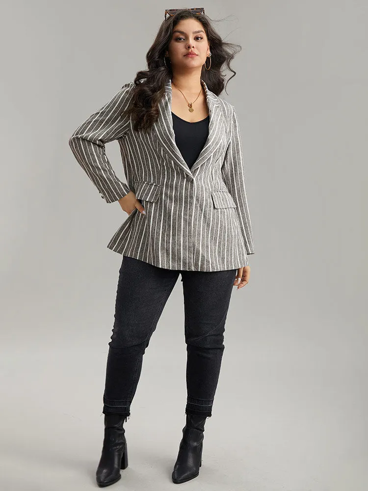 Striped Suit Collar Button Up Blazer sold by Bloomchic product image thumbnail 3