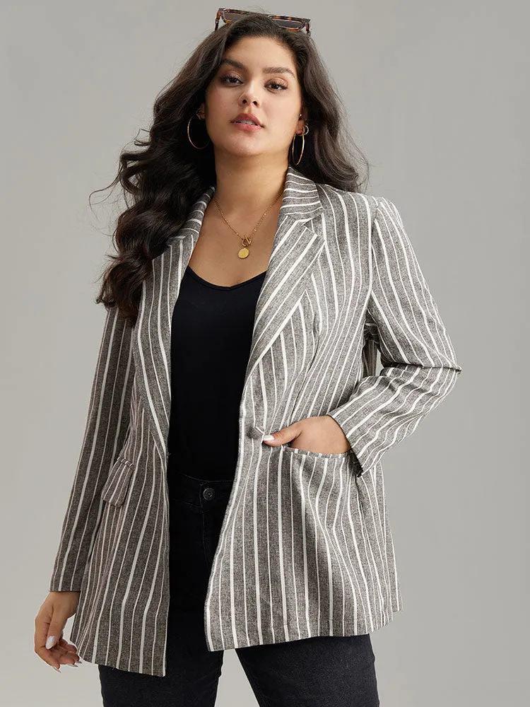 Striped Suit Collar Button Up Blazer sold by Bloomchic