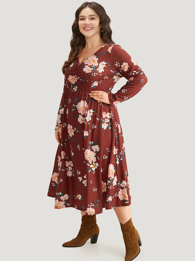 Floral Pocket Ruched Elastic Waist Dress sold by Bloomchic product image thumbnail 2