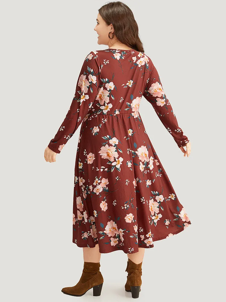 Floral Pocket Ruched Elastic Waist Dress sold by Bloomchic product image thumbnail 3