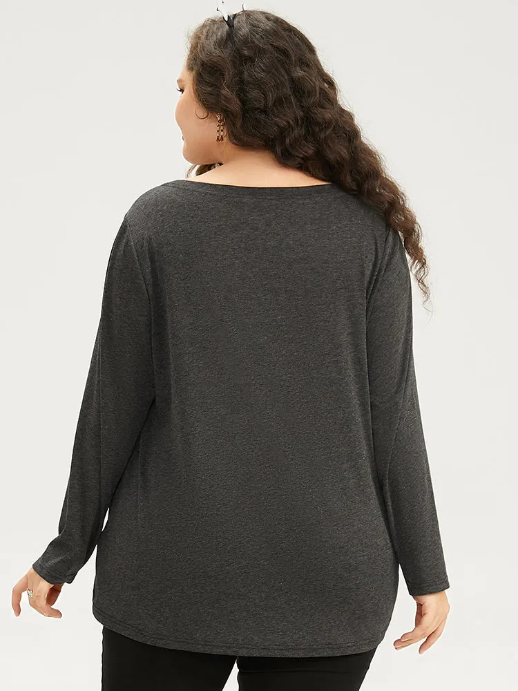 Halloween Pumpkin Embroidered V Neck T-shirt sold by Bloomchic product image thumbnail 3