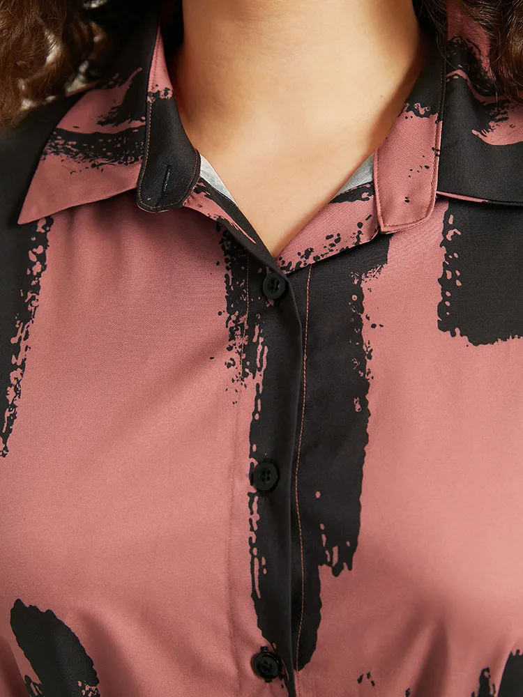 Brush Print Shirt Collar Pocket Belted Dress sold by Bloomchic product image thumbnail 5