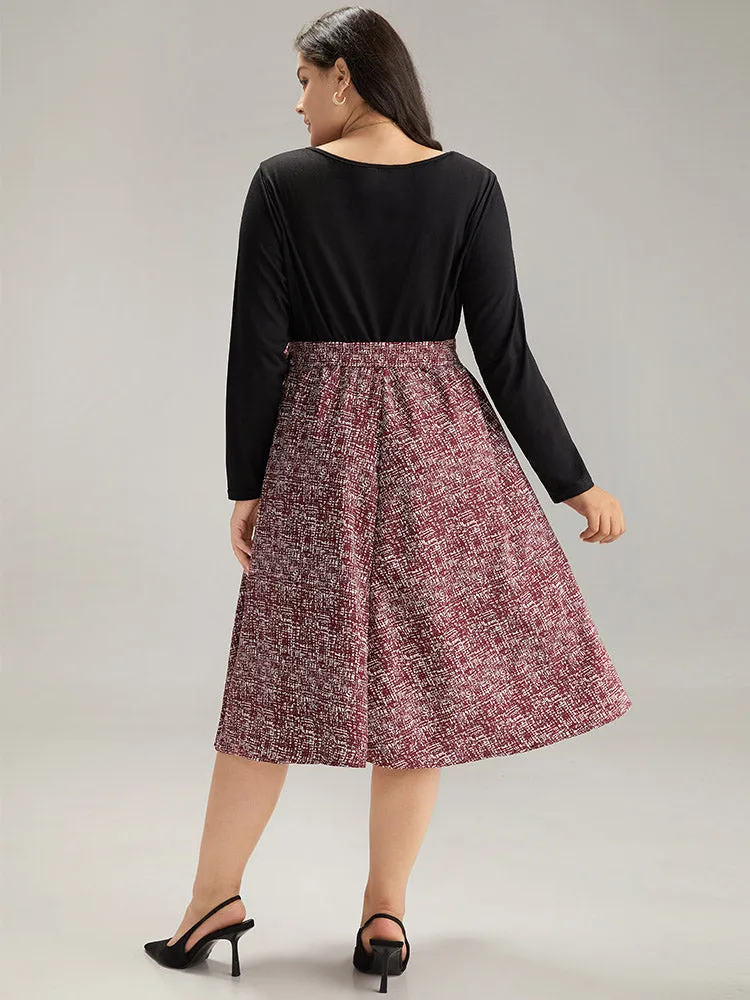 Patchwork Contrast Belted Crew Neck Dress sold by Bloomchic product image thumbnail 3