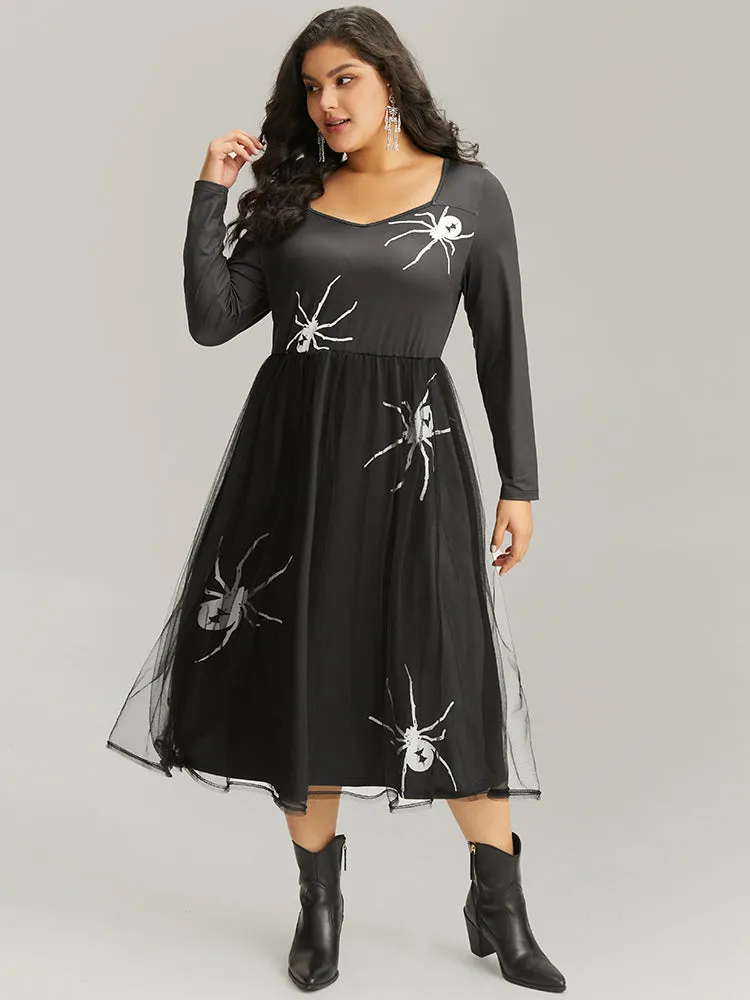 Halloween Spider Mesh Square Neck Dress sold by Bloomchic product image thumbnail 4