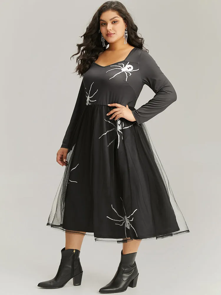 Halloween Spider Mesh Square Neck Dress sold by Bloomchic product image thumbnail 2