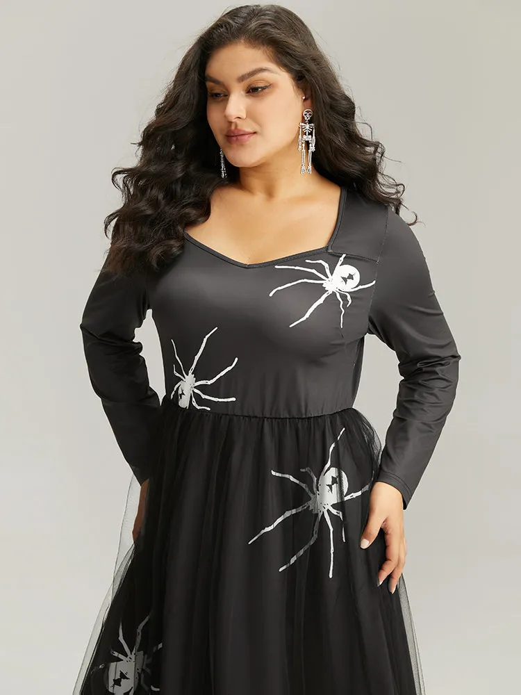 Halloween Spider Mesh Square Neck Dress sold by Bloomchic product image thumbnail 5