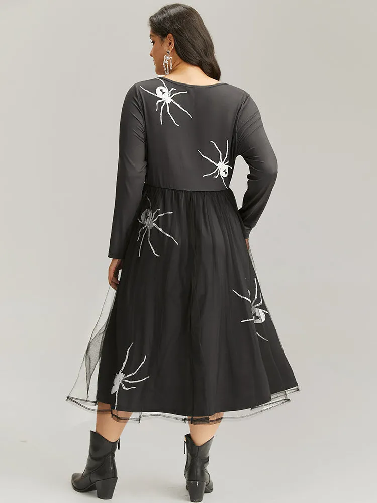 Halloween Spider Mesh Square Neck Dress sold by Bloomchic product image thumbnail 3