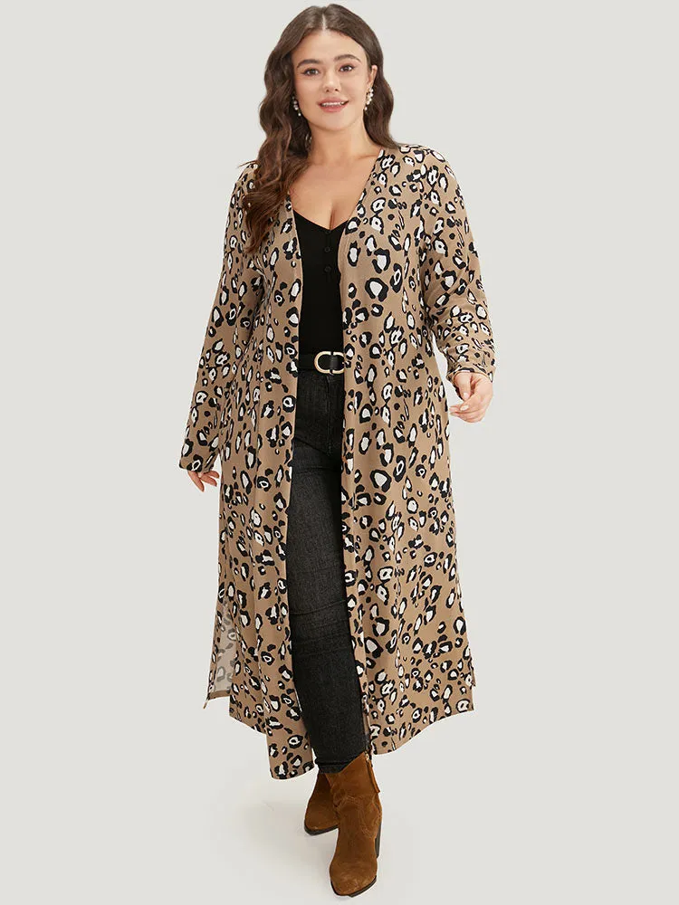Leopard Print Split Hem Pocket Kimono sold by Bloomchic product image thumbnail 2