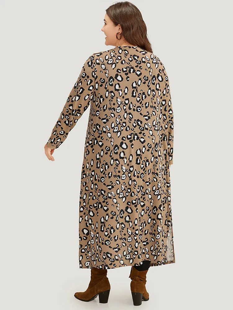 Leopard Print Split Hem Pocket Kimono sold by Bloomchic product image thumbnail 4