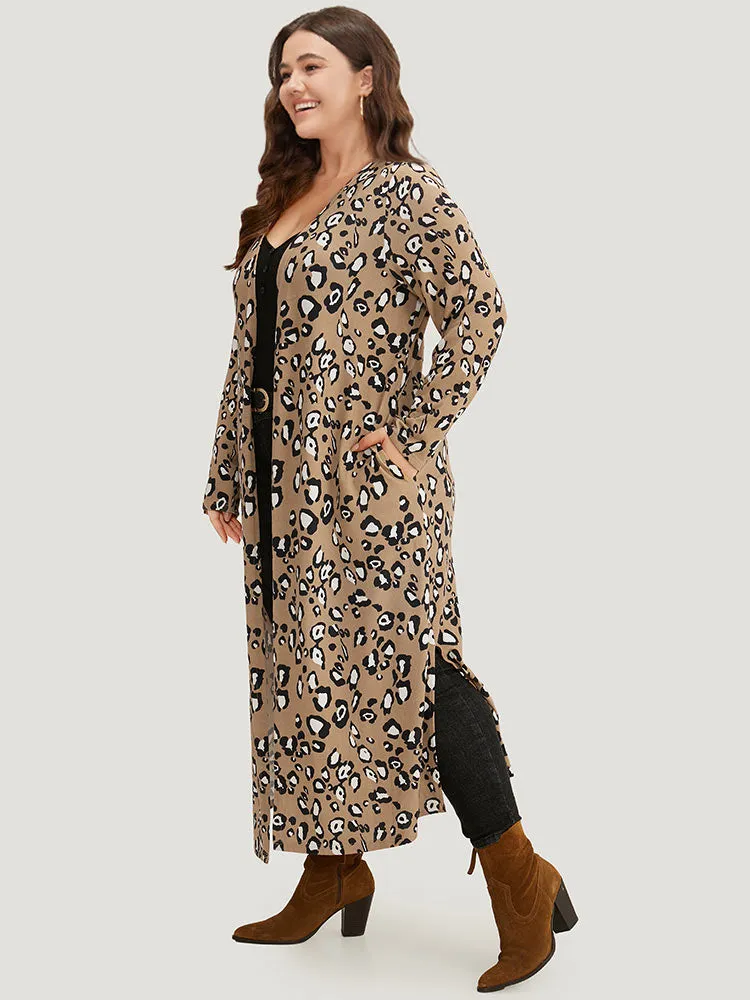Leopard Print Split Hem Pocket Kimono sold by Bloomchic product image thumbnail 3