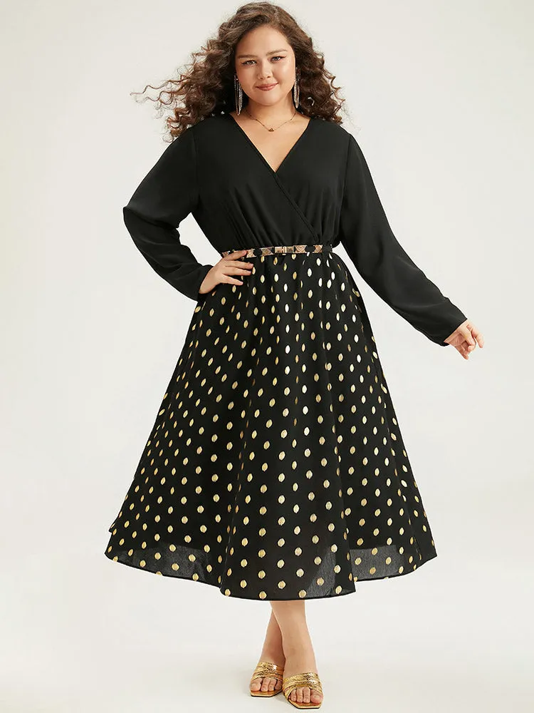 Glitter Polka Dot Pocket V Neck Dress sold by Bloomchic product image thumbnail 3