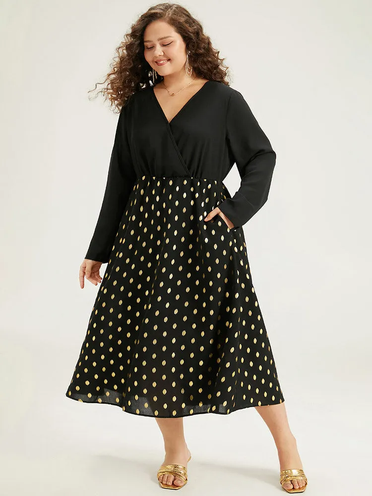 Glitter Polka Dot Pocket V Neck Dress sold by Bloomchic product image thumbnail 4
