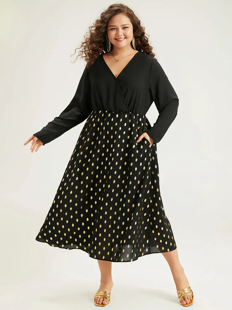 Glitter Polka Dot Pocket V Neck Dress sold by Bloomchic product image thumbnail 2