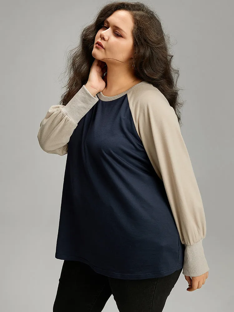 Contrast Raglan Sleeve Elastic Cuffs Sweatshirt sold by Bloomchic product image thumbnail 4