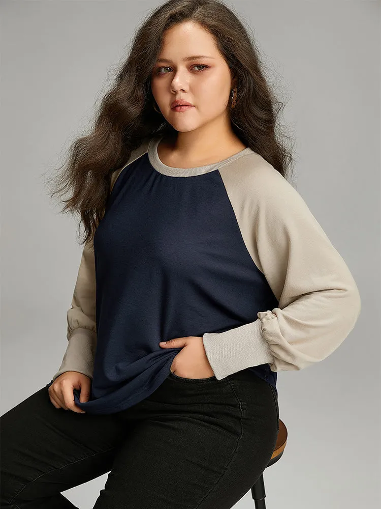 Contrast Raglan Sleeve Elastic Cuffs Sweatshirt sold by Bloomchic product image thumbnail 2