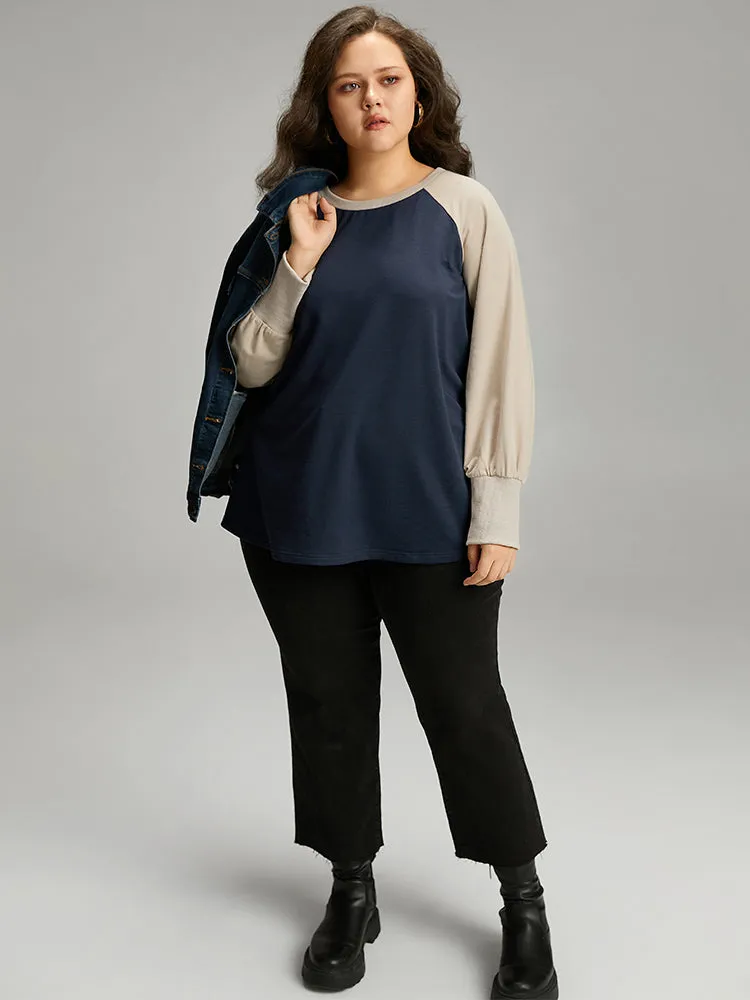 Contrast Raglan Sleeve Elastic Cuffs Sweatshirt sold by Bloomchic product image thumbnail 3