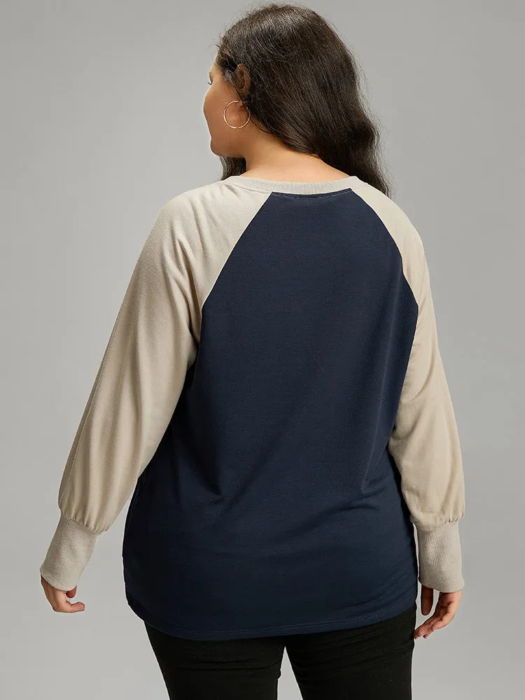 Contrast Raglan Sleeve Elastic Cuffs Sweatshirt sold by Bloomchic product image thumbnail 5