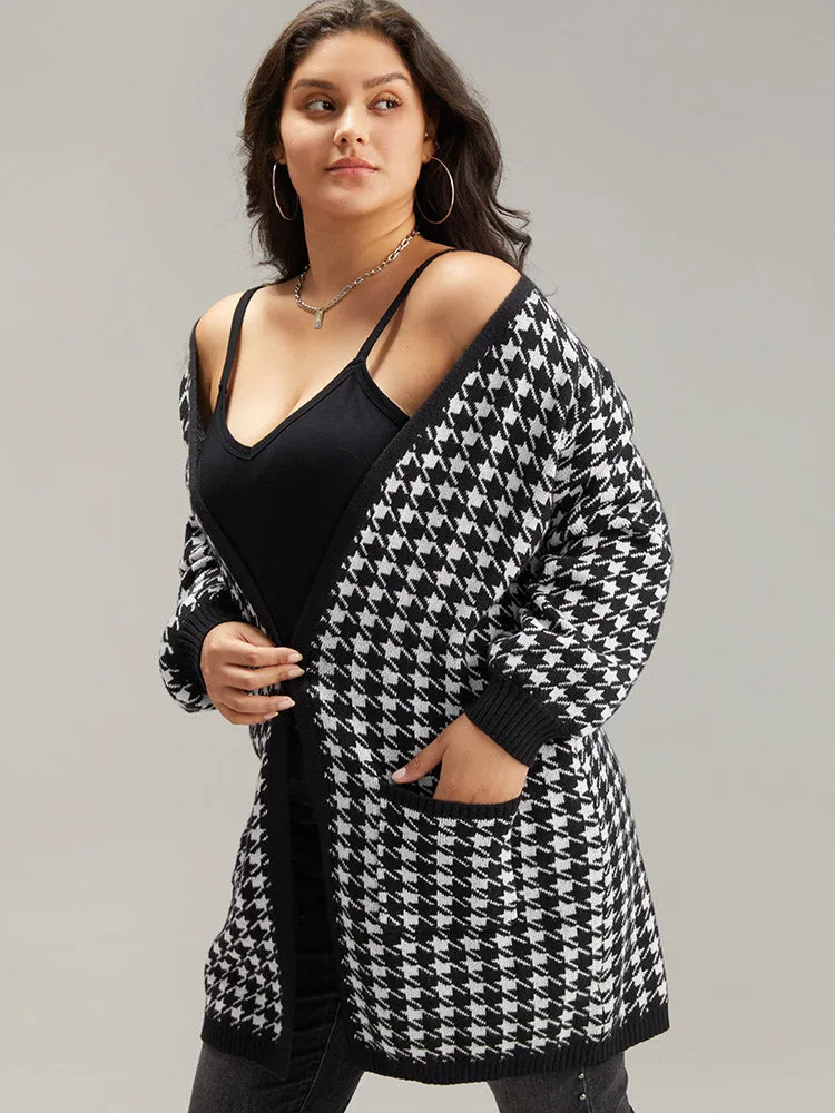 Supersoft Essentials Houndstooth Pocket Elastic Cuffs Cardigan sold by Bloomchic product image thumbnail 5