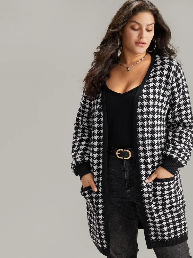 Supersoft Essentials Houndstooth Pocket Elastic Cuffs Cardigan sold by Bloomchic product image thumbnail 3