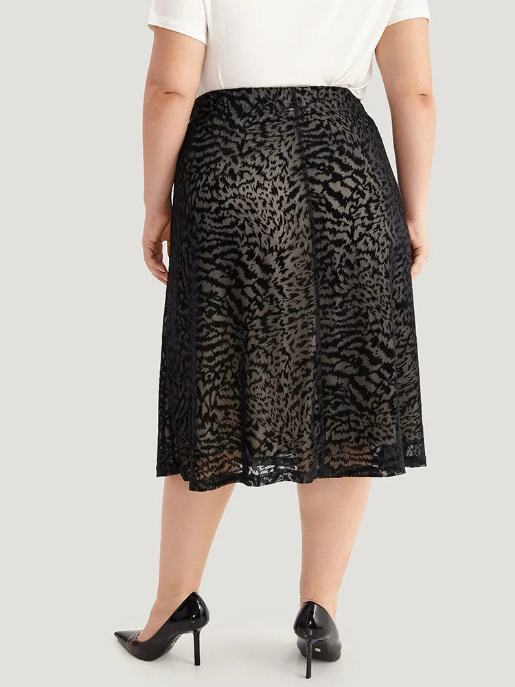 Flocking Water Ripple Elastic Waist Midi Skirt sold by Bloomchic product image thumbnail 4