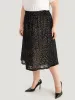 Flocking Water Ripple Elastic Waist Midi Skirt sold by Bloomchic