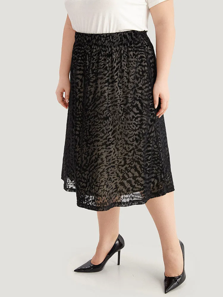 Flocking Water Ripple Elastic Waist Midi Skirt sold by Bloomchic product image thumbnail 2