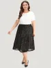 Flocking Water Ripple Elastic Waist Midi Skirt sold by Bloomchic