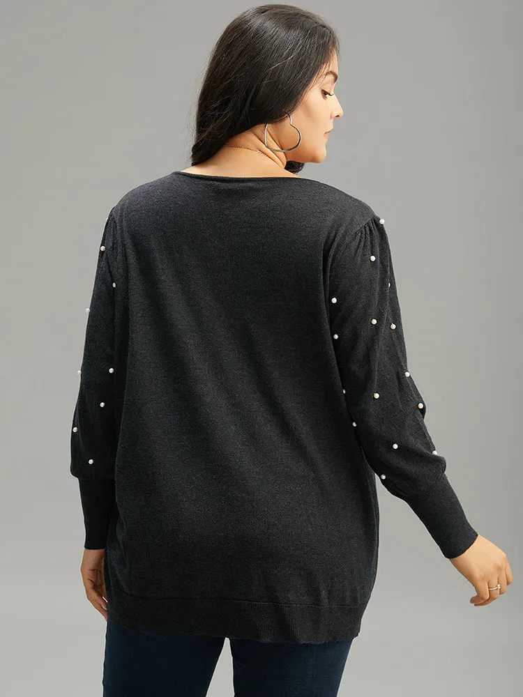 Supersoft Essentials Solid Pearl Beaded Elastic Cuffs Pullover sold by Bloomchic product image thumbnail 2