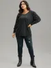 Supersoft Essentials Solid Pearl Beaded Elastic Cuffs Pullover sold by Bloomchic
