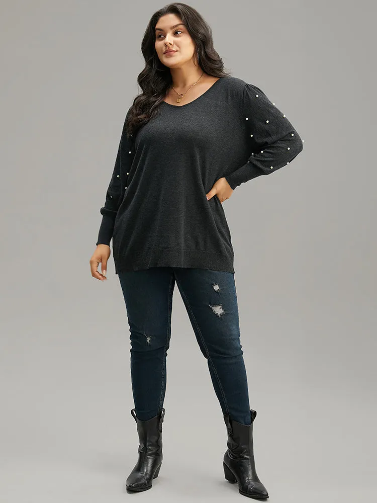 Supersoft Essentials Solid Pearl Beaded Elastic Cuffs Pullover sold by Bloomchic product image thumbnail 5