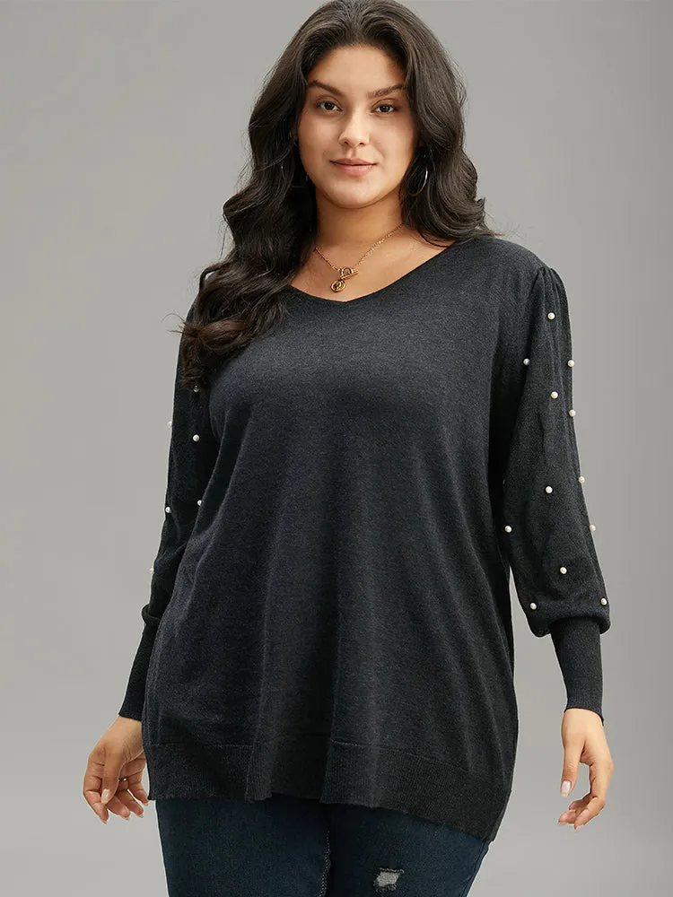 Supersoft Essentials Solid Pearl Beaded Elastic Cuffs Pullover sold by Bloomchic product image thumbnail 4