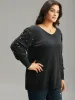 Supersoft Essentials Solid Pearl Beaded Elastic Cuffs Pullover sold by Bloomchic