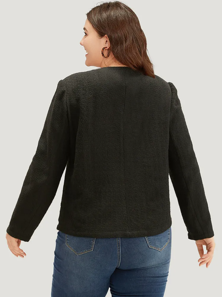 Plain Tweed Texture Buckle Detail Blazer sold by Bloomchic product image thumbnail 2