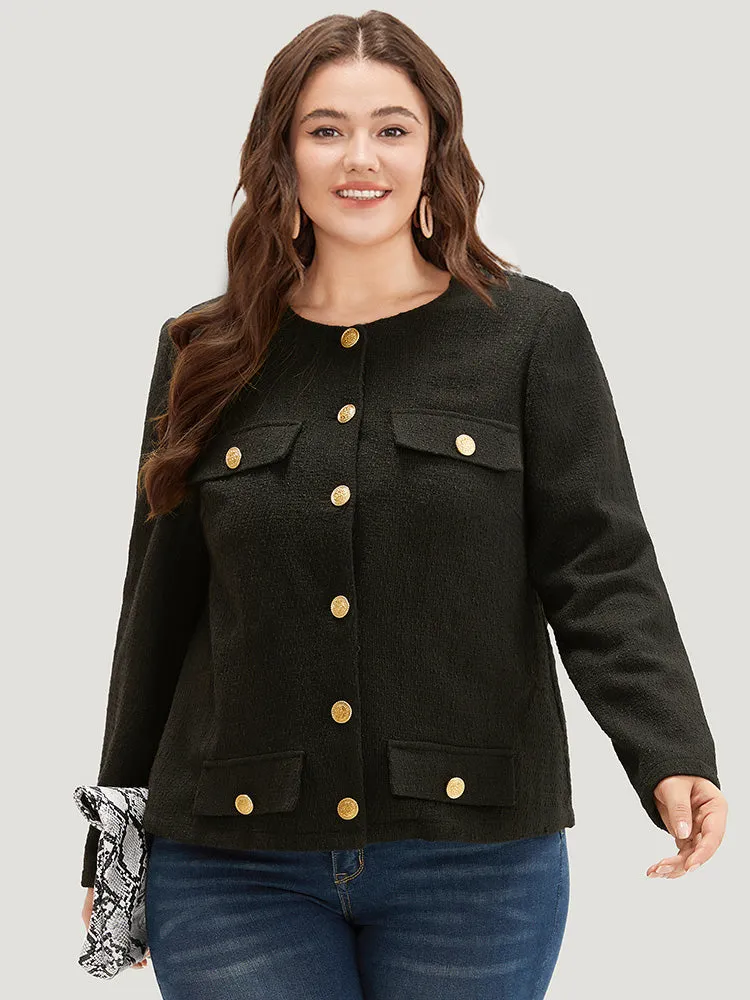 Plain Tweed Texture Buckle Detail Blazer sold by Bloomchic product image thumbnail 3