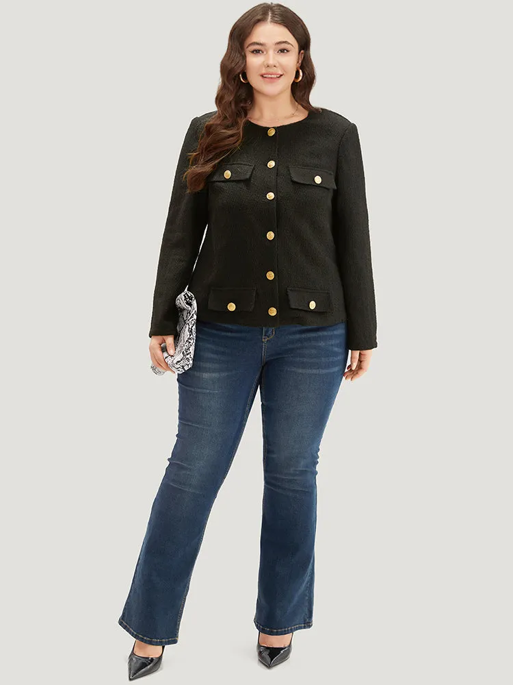 Plain Tweed Texture Buckle Detail Blazer sold by Bloomchic product image thumbnail 4