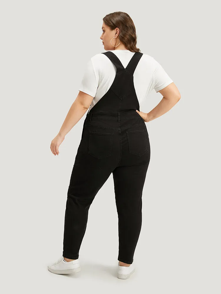 Plain Patched Pocket Button Up Overall Jeans sold by Bloomchic product image thumbnail 4