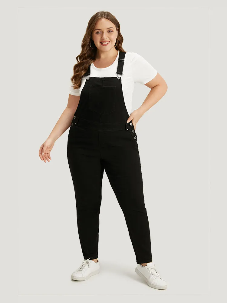 Plain Patched Pocket Button Up Overall Jeans sold by Bloomchic product image thumbnail 2