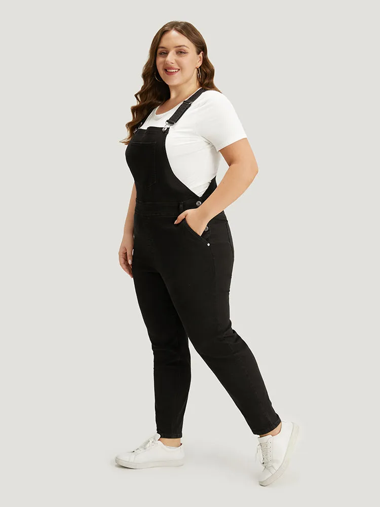 Plain Patched Pocket Button Up Overall Jeans sold by Bloomchic product image thumbnail 3